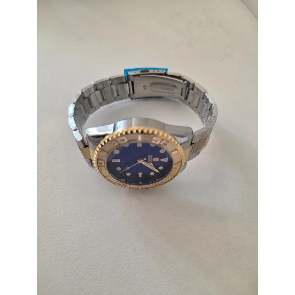 Montres Prestige Men's Two-Tone Blue Dial Diver Style Watch New in Box